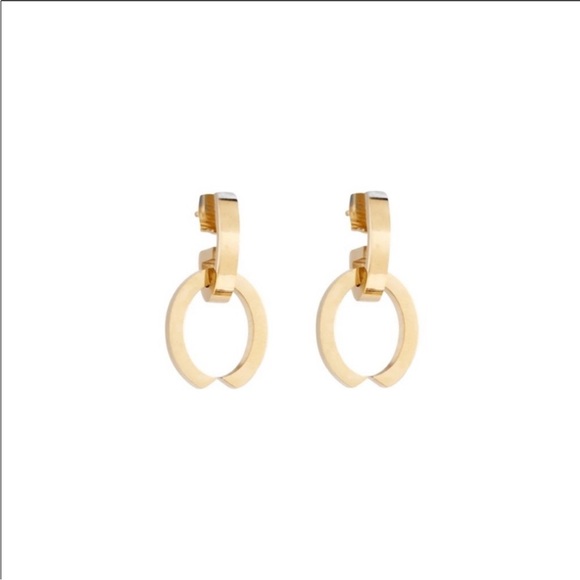 Vita Fede Cassio Hoop Earrings Gold Stainless Steel Interlocking Interchangeable - Picture 7 of 11
